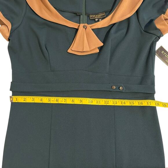 NWT Stop Staring! Army Green Raileen Fitted Dress Plus 16 - Picture 6 of 11